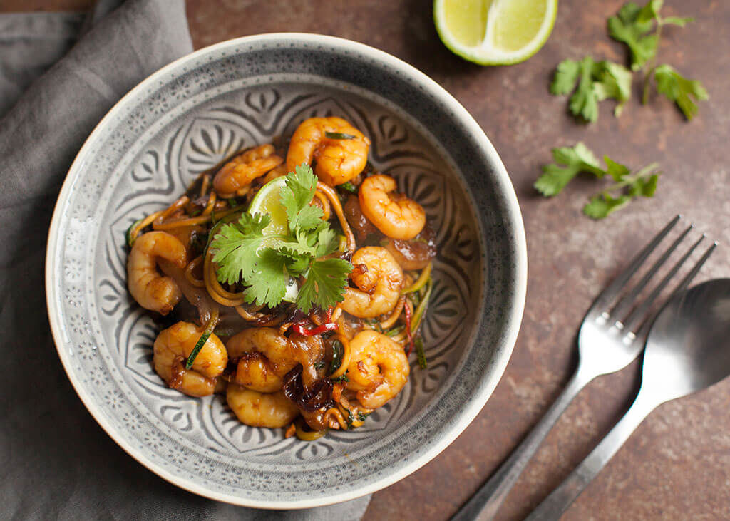 zoodles met garnalen paksoi