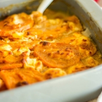 Zoete aardappelgratin