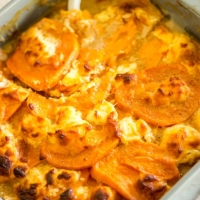 Zoete aardappelgratin