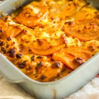 Zoete aardappelgratin